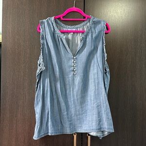 Time and Tru Chambray Tank with button detail